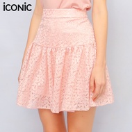 iCONiC ROSY SKIRT #6249 กระโปรงสั้น  ผ้าลูกไม้ สีชมพู กระโปรงย้วย กระโปรงระบาย กระโปรงลูกไม้ เสื้อผญ