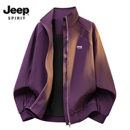 แจ็คเก็ต JEEP SPIRIT ชาย-ปกเบสบอลคอตั้งการแต่งกายในวันที่ไม่เป็นทางการเสื้อโค้ตกลางแจ้ง