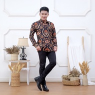 Kemeja batik  pria slimfit lengan panjang korpri