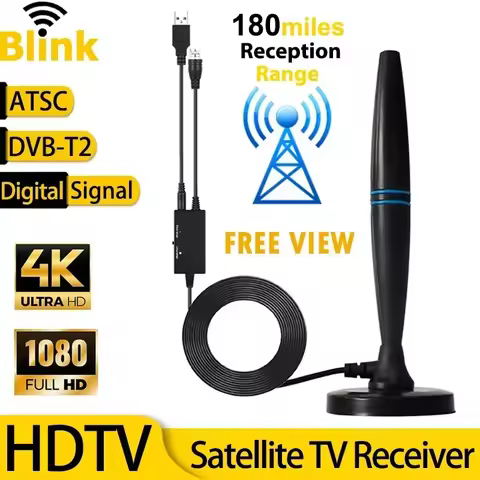 Indoor TV Antenna With Amplifier 46-862M Long Range 4K 1080P Digital HD Signal Booster DVBT2 ATSC Po
