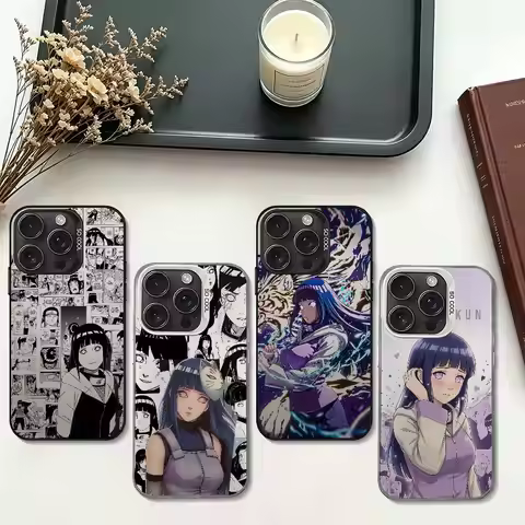 Naruto Hinata Hyuga Cute Color Silver Electroplated Shockproof Case For IPhone 17 16 15 14 13 12 11 