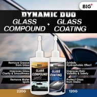 BIG+ Dynamic Duo [1 Glass Compound Glass Care (220g) & 1 Glass Coating Rain Repellent Glass Care (12