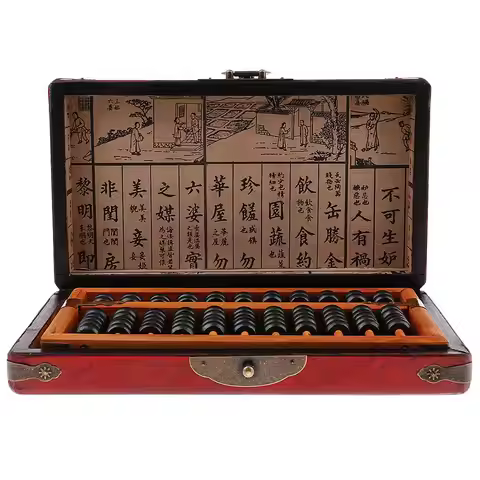 Vintage Wooden 11 Rods Abacus Chinese Lucky Calculator Counting