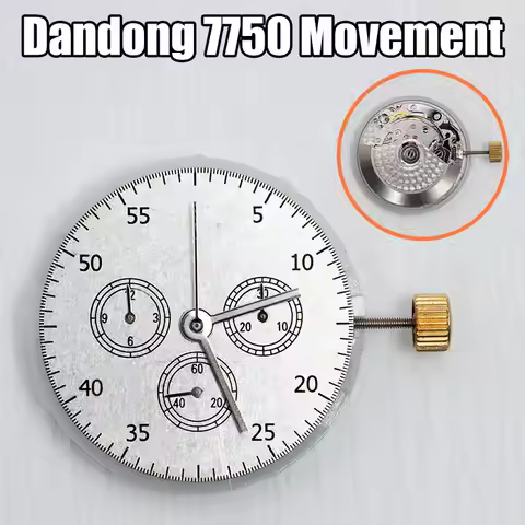 China Clone ETA 7750 Automatic Chronograph Watch Movement 12/6/9 Subdials with Day/Date at 3 O'clock