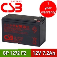 แบตเตอรรี่ CSB Battery รุ่น GP 1272 F2 *12v7.2ah* เหมาะสมสำหรับเครื่องสำรองไฟ แบตเตอรี่ใหม่ของแท้ รั