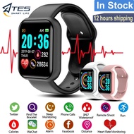 【 READY STOCK】TES Original Y68 Smart sport watch Women watches digital led electronic wristwatch Blu