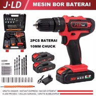 jld bor cas 36vf 10mm cordless drill toolset bor batere 36-2 jld tool - 2 batre