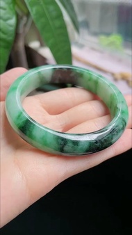 冰種 天然翡翠 緬甸 A玉 玉鐲 • 糯冰種花青翡翠福鐲