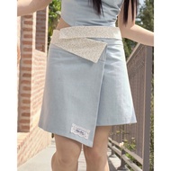 POKEE | LANTE DENIM SKIRT กระโปรงยีนส์ ขอบดอกไม้จิ๋ว! (2 color) *เฉพาะกระโปรง