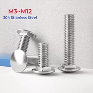304 Stainless Steel Round Head Square Neck Screw M3 M4 M6 M8 M10 M12 Carriage Bolt