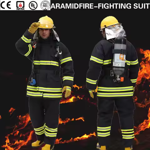 Europe Standard CE 4 Layers Aramid IIIA Blue Firefighter Protective Fire Proximity Suitfire Firefigh
