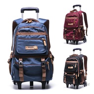 【Ready Stock】 ❀ 〉 ︘ A09 with 2/6 wheels stairs book bag grades 4-9 kids trolley schoolbag boys girls backpack waterproof removable children school bags