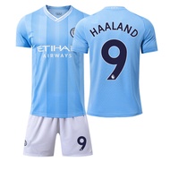 หมายเลข9 Erling Haaland No. 10 Grealishes Manchesters เสื้อฟุตบอลเมืองสำหรับเด็กหญิงเด็กชายและผู้ชาย