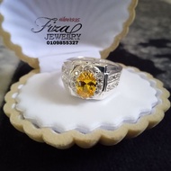cincin lelaki permata kuning silver 925, cincin perak lelaki baru kuning, silver 925 men ring yellow