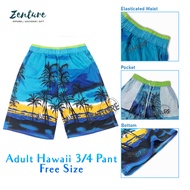 Zenture Adult Hawaii Quarter Pant/Seluar 3 Suku Hawaii/七分裤沙滩裤 100% Polyster Tree Design