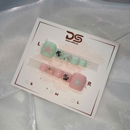 Set of 10 fake nails for feet nailbox NBC007, designed with a youthful blue-pink color mix combined 