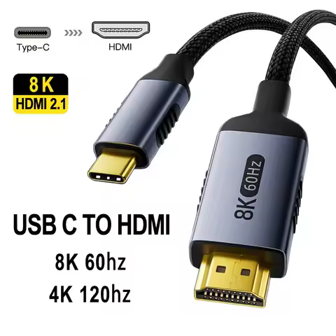 8K USB C To HDMI 2.1 Cable 8k@60hz 4K@120hz Type C HDMI Cables HDMI-Compatible Converter Adapter For