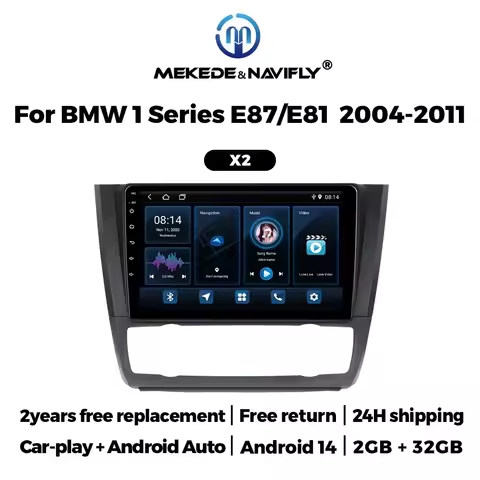 NaviFly NEW Wireless Car-Play Android Auto Radio for BMW 1 Series E87 E81 E82 E88 2004 - 2011 Car Mu
