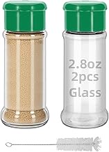 eispap 2Pcs Glass 2.8oz 80ml Seasoning Containers with Screw Lids to Pour or Shake,Portable Empty Cl