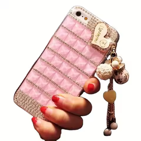 Love Heart Key Chains for iPhone 16Pro max, Diamond Rhinestone Phone Cases, Bling Cover, Luxury, 15 