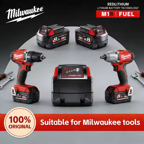 18V 8.0Ah M18 Lithium Battery For Milwaukee M18 Series Tools 48-11-1860 48-11-1850 48-11-1840 + M18B