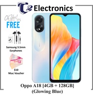 Oppo A18 4GB RAM + 128GB ROM | Free $10 Ntuc Voucher &amp; Samsung 3.5mm Earphones |300% Ultra Volume Mode | 90Hz Sunlight Display | 5000mAh Battery | -T2 Electronics