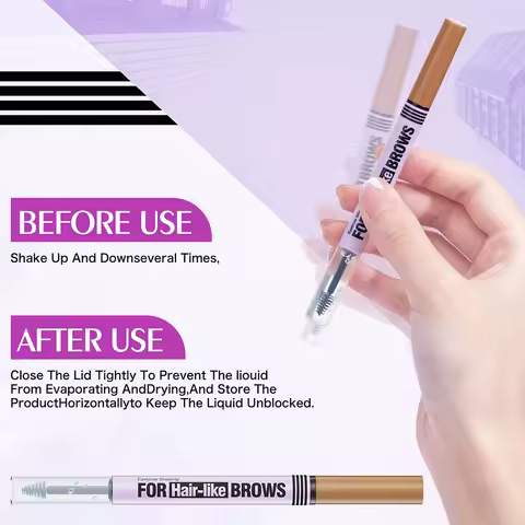 Four Claw Double End Eyebrow Pencil 2 in 1 Waterproof Liquid Gel Glue Long Lasting Natural Brow Crea