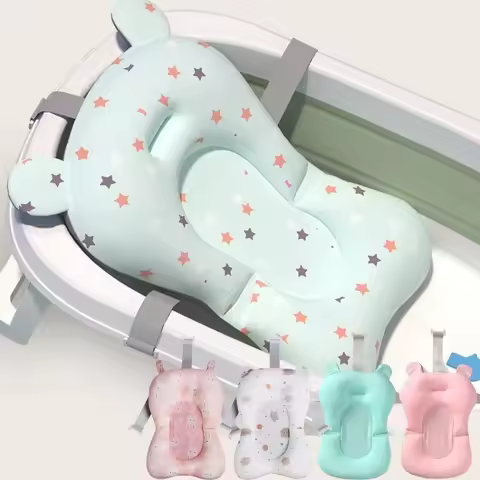 Newborn Bathtub Pillow Infant Anti-Slip Soft Comfort Body Cushion Baby Bath Seat Support Mat Foldabl