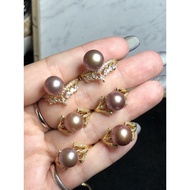 < B42 > Natural Edison Freshwater Pearl Inlaid With 14k Gold s926 Silver Ring (Total 2 Styles)