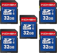 INDMEM 32GB SD Card (5 Pack) SDHC Flash Memory Card UHS-I U1 Class 10 High-Speed Full HD Video Compa
