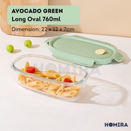 Homira Avocado Green Borosilicate Glass Food Container – Airtight Leakproof Lunch Box | (450ml–940ml