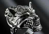 【創銀坊】 龍狼傳說 純銀925戒指 戒子gucci chrome lv ed hardy zara harley remix ape wing 狼 鷹 虎 豹 獅 龍 狗 蛇(R-9708)