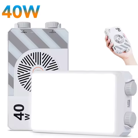 40W LED Camera Light CRI/TLCI 96+ 2700-6200K Bi-Color 6400mAh Photo Studio Video Lamp Handle Portabl