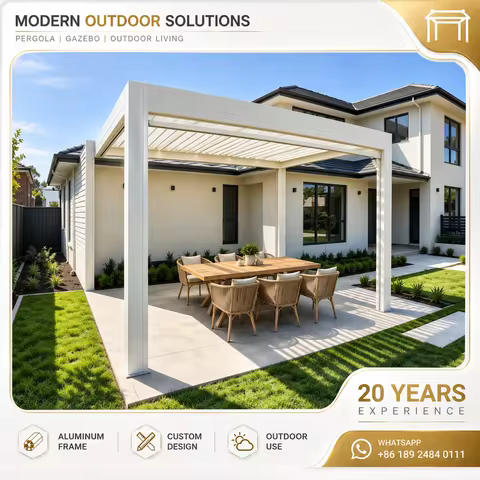 Aluminum Pergola Waterproof Adjustable Roof Bioclimatic Gazebo Sunshade Pavilion Shelter for Garden 