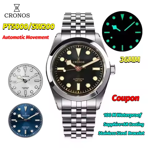 Cronos New L6036 Mechanical Luxury Watches Man PT5000 SW200 Automatic Watch Sapphire Stainless Steel