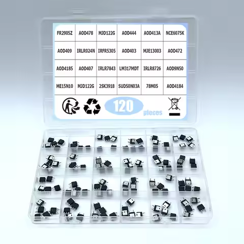 120PCS 24 Values TO-252 new MOS FET transistor 78M05 AOD4184 ME15N10 AOD4185 IRLR8726 AOD478 AOD444 