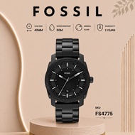 [Official Warranty] Fossil FS4775 Men's Machine 42mm Black Stainless Steel Strap Watch Water Resista