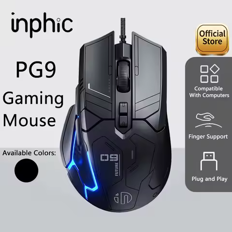 Inphic PG9 Wired Gaming Mouse 6 Buttons 75g Lightweight Design Comfortable to Use for E-Sports 12800