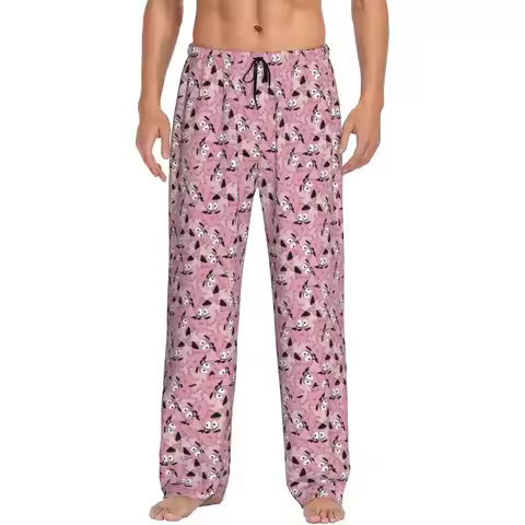 Custom Print Men C-Courage The Cowardly Dog Pajama Pants Sleepwear Sleep Lounge Bottoms with Pockets