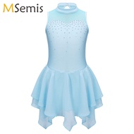 Rhinestone Sequins Figure Ice Skating Dress for Girls Kid Ballet Dance Dress Child Gymnastics Leotar