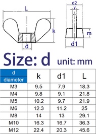 New🔥 5/10/20/40pcs DIN315 M3 M4 M5 M6 M8 M10 M12 304 Stainless Steel Butterfly Wing Nut Wing Ram Nut