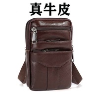 bag] [Genuine Men's leather multifunctional waterproof first-layer cowhide crossbody bag, can be wor