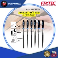 FIXTEC FILE SET (6PCS/SET) (FHFSS006)/ DOUBLE CUT 160MM HAND FILE WOOD RASP SET/ ALAT KIKIR KAYU FOR