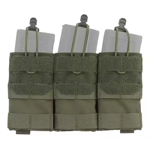 Tactical MOLLE 5.56 Triple Magazine Pouch Bungee Retention Hunting Airsoft M4 Mag Bag K19 Plate Carr