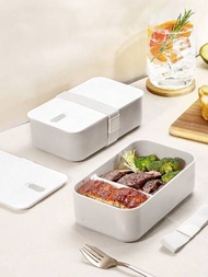 SHEIN Basic living 1 件 1000 毫升防漏微波 PP 午餐盒，便當午餐餐盒，現代簡約設計便當盒帶餐具套裝，防漏午餐盒適合外出用餐、工作、野餐
