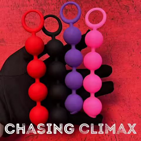 4 Beads Silicone Anal Plug with Pull Tab, Ass Beads Plug, Anal Beads Anal Expander, Outdoor Anal Mas