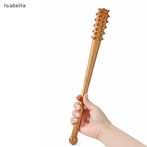 ♩39.5CM Solid Wood Massage Stick With Spikes- Fitness Body Percussion & Acupressure Mallet For Muscl