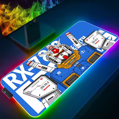Gundam Mouse Pad RGB Gaming Accessories Gabinete Gamer PC Computer Anime Desk Mat Backlight Keyboard
