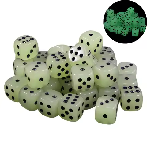 6pcs D6 Luminous Dice 14mm 6 Sided Glow in Dark Dice for Club Party Entertainment Board Game