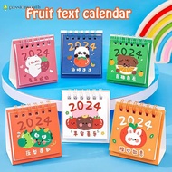 2024 cartoon mini desk calendar ins student desktop punch card display calendar cute fruit text desk calendar